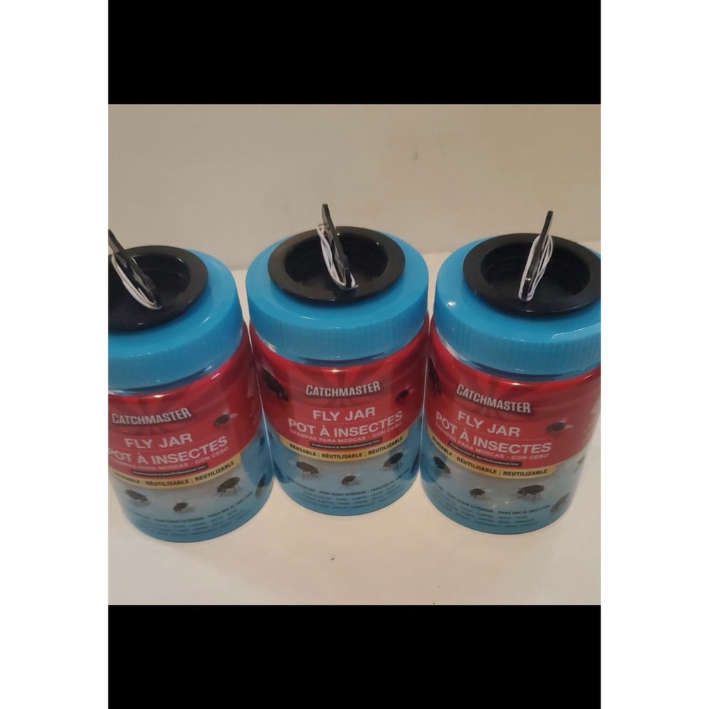 (3)Catchmaster Reusable Fly Jar – Fly Trap with Food-Based Lure